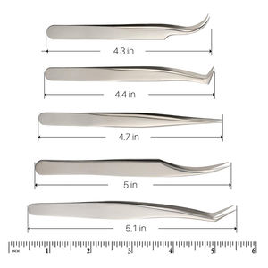 ชุดแหนบถอนขนตาสแตนเลสสีเงินชุดแหนบสำหรับขนตารัสเซีย - Product Image 5