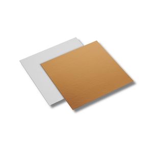 Plateau à gâteau carré jetable en carton, couleur or et blanc, qualité alimentaire, taille et couleur personnalisables - Product Image 1
