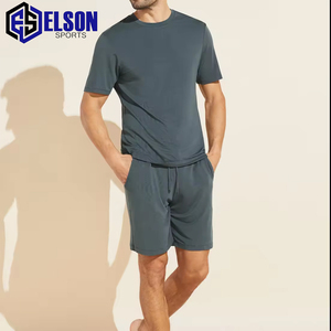 Ensemble de t-shirts et shorts pour hommes de grande taille en polyester respirant 100% coton avec logo personnalisé à bas prix pour l'été - Product Image 2
