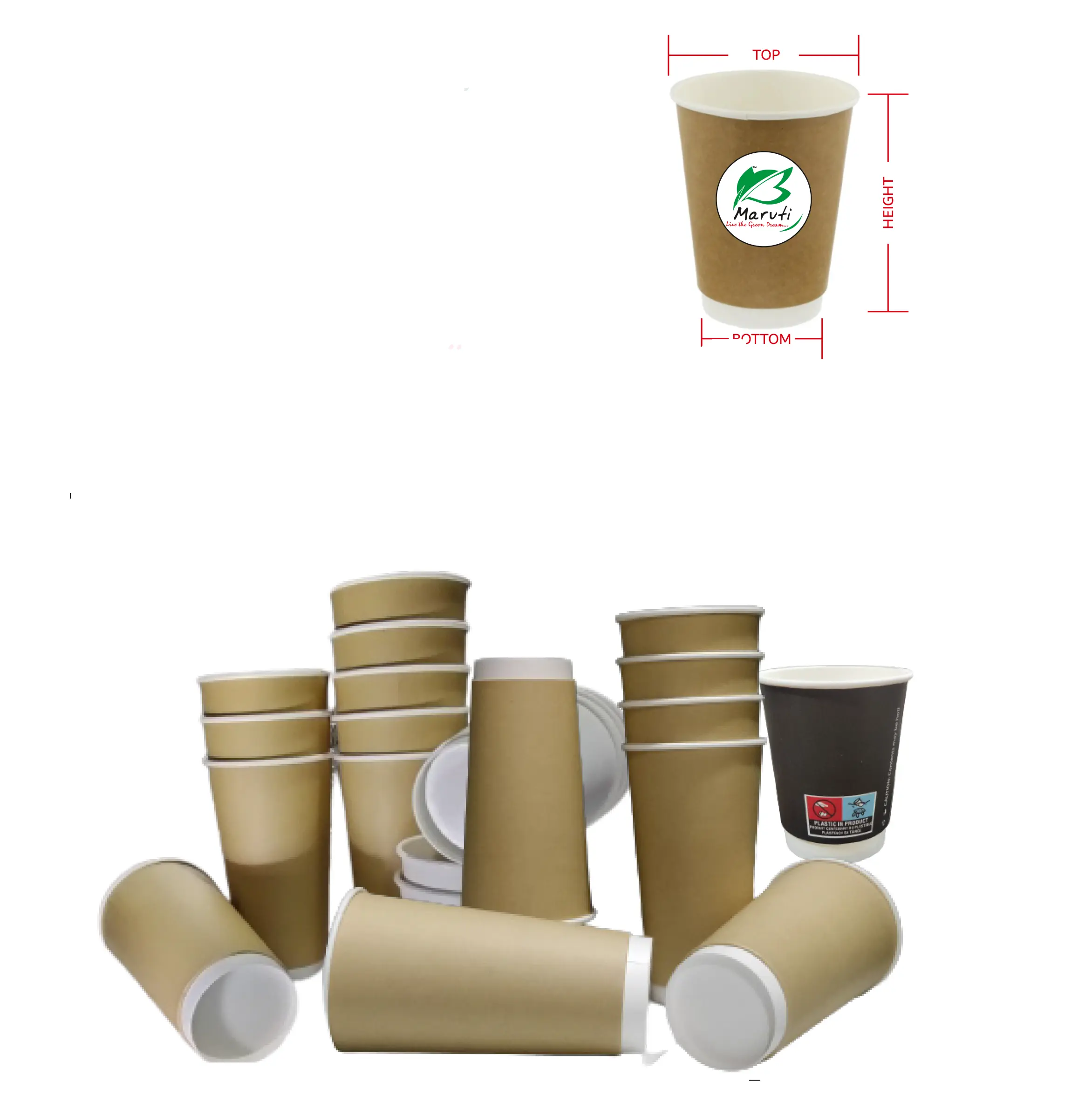 10オンスダブル壁紙カップ高品質使い捨て環境にやさしいカスタマイズされたサービングホット & コールド飲料カップ