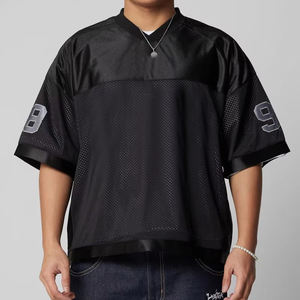 T-shirts pour hommes en coton 100% surdimensionnés de haute qualité, col en V, jersey, logo sur le devant, respirant - Product Image 1