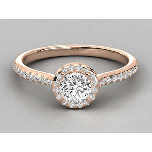 Bague solitaire en or 14 carats avec diamant rond brillant pour femme - Product Image 5