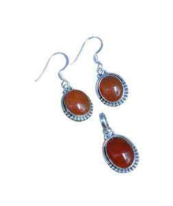 Cornaline pierres précieuses pour femmes argent Boho Style boucles d'oreilles pendentif ensemble bijoux 925 en argent Sterling tendance boucles d'oreilles faites à la main - Product Image 1