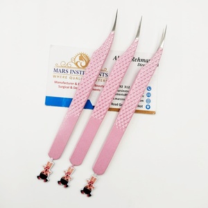 Pinzas de Acero Inoxidable Japonesas para Extensiones de Pestañas, Color Rosa, Pinzas Curvas para Pestañas Bratz Girls - Product Image 1