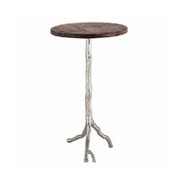 Table console moderne en aluminium en forme d'arbre avec plateau en verre et finition cuivre antique, base sur pieds - Personnalisable pour la maison ou le bureau
