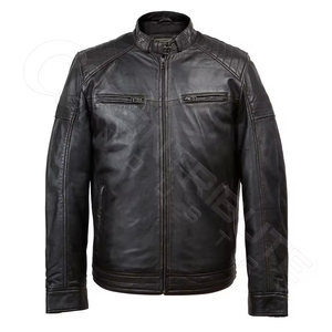 Chaqueta de Cuero Vacuno Suave y Transpirable de Alta Calidad Personalizada para Hombre, Ropa Exterior Informal de Moda, Venta al Por Mayor OEM - Product Image 2