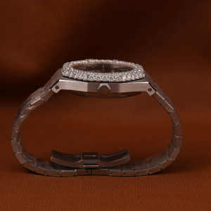 Reloj de Pulsera para Hombre, Clásico, Negro, con Fecha, Movimiento de Cuarzo Analógico, Acero Inoxidable de Lujo, Resistente al Agua 20 BAR, Bisel con Diamantes Moissanite - Product Image 2