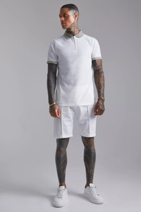 Haute qualité hommes Smart décontracté demi manches Polo T-Shirt Shorts ensemble personnalisé tricoté gris pour la saison de printemps nouvelle vente en gros - Product Image 4