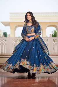 Ensemble Lehenga Choli de Luxe pour Femme Adulte, Brodé, avec Dupatta, en Tissu Riche Mélange de Soie, Collection Unity Luxure - Product Image 5