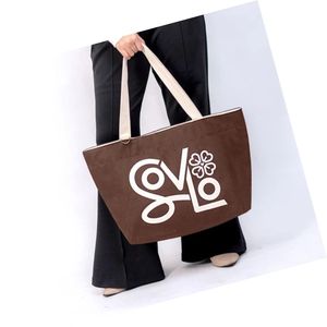 Sac fourre-tout en toile écologique de qualité supérieure KLM, couleur café, durable, avec fermeture à glissière, pour les courses, l'usage quotidien et le travail - Product Image 6