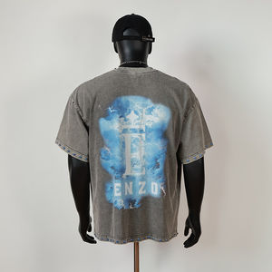 T-shirt graphique streetwear personnalisé en coton épais, impression DTG, manches courtes, coupe ample, t-shirt personnalisé court et carré pour homme - Product Image 2