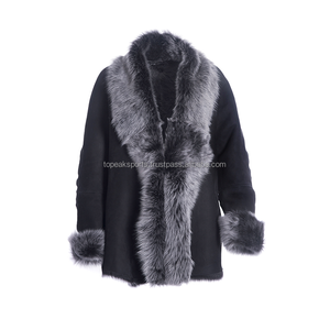 Abrigo de Piel de Oveja con Forro de Borrego en Azul Marino Oscuro, Tendencia 2026, para Mujer, de Alta Calidad, Tallas Grandes, Abrigo de Invierno con Calefacción - Product Image 1
