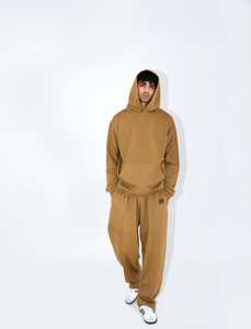 Survêtement en molleton de coton uni marron Survêtement coupe décontractée Confortable et épais - Product Image 5