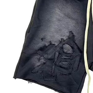 Pantalones cortos de sudor desgastados personalizados a pedido, modelo Popular, pantalones cortos de sudor desgastados, serigrafía bordada lavada con ácido - Product Image 4