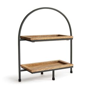 Support à gâteau moderne en bois vieilli avec poignée métallique, personnalisable, de haute qualité, résistant au four, avec logo personnalisé, plateau de service et de rangement - Product Image 4