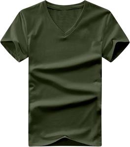 Camiseta Casual de Cuello en V para Hombre, 100% Algodón Orgánico, Diseño de Patrón Sólido, Talla Estadounidense, para Trabajar o Descansar en Verano - Product Image 5