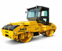 Compacteur routier vibrant à double tambour SAKAI SW880 d'occasion, compacteur d'asphalte tandem, matériel de construction à vendre