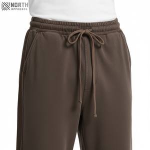 Pantalones de chándal de felpa francesa lavados con ácido vintage con borde crudo de fondo dividido con logotipo personalizado, pantalones de chándal en blanco, pantalones de chándal para correr - Product Image 6