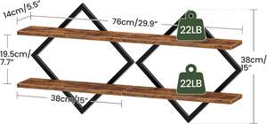 Étagères murales en bois sculpté à un seul niveau, décoration de salon, rangements pour la maison - Product Image 5