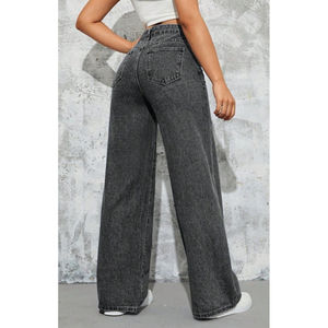 Jeans de Mezclilla Holgados de Cintura Media y Pierna Recta para Mujer, Estilo Europeo Americano, Transpirables, Casuales de Verano, Diseño Ligero con Empalmes Laterales, Talla 26 - Product Image 5