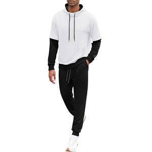 Sweat à capuche pour homme personnalisé, couleurs unies, survêtement avec logo imprimé, pull-over unisexe, pantalon de survêtement pour homme, ensemble 2 pièces au design personnalisé - Product Image 3