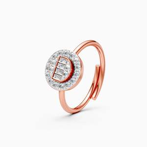 Bague statement Eternal Halo <span class=keywords><strong>Celeste</strong></span> Baguette avec diamant de laboratoire de 0,36 ct, taille fantaisie, en or jaune, blanc et rose 9 carats - Product Image 3