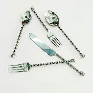 Pièce Ensemble d'argenterie polie miroir design moderne Couverts en acier inoxydable de qualité alimentaire de qualité supérieure 6 avec fourchette et cuillère - Product Image 4