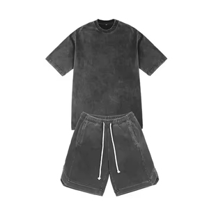 Two-Piece Summer <b>Men's</b> Gym Tracksuit with Custom Logo Best Quality Cotton Jogging Sportswear Knitted T-<b>Shirt</b> and Short Set - Product Image 2