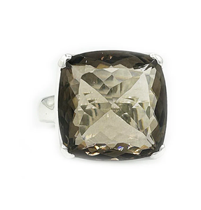 Anillo de piedras preciosas de cuarzo ahumado de corte múltiple Plata de Ley 925 con ajuste de Punta plateada Anillo de moda para regalo de boda. - Product Image 2