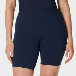 กางเกงขาสั้นสีน้ำเงินเข้มไร้รอยต่อเอวสูงสำหรับผู้หญิงกางเกงขาสั้นสำหรับขี่จักรยานออกกำลังกายออกกำลังกายออกกำลังกายออกกำลังกายแบบซ่อนมีกระเป๋า - Product Image 1