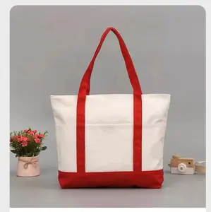 Vente en gros de sac fourre-tout en toile épaisse en coton surdimensionné avec logo personnalisé imprimé écologique