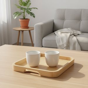 Excellent Quality 3202827-25.5X23 Plywood Handle Wooden Serving Tray For Tea <b>Set</b> Display - Product Image 6
