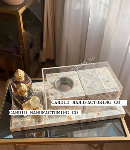 Madkhan Nouveau Design Ensemble Cadeau À Usage Domestique Nacre Mubkhar Plateau avec Incrustation D'os De Bois Boîte Brûleur D'encens Bakhoor Plateau De Service - Product Image 3