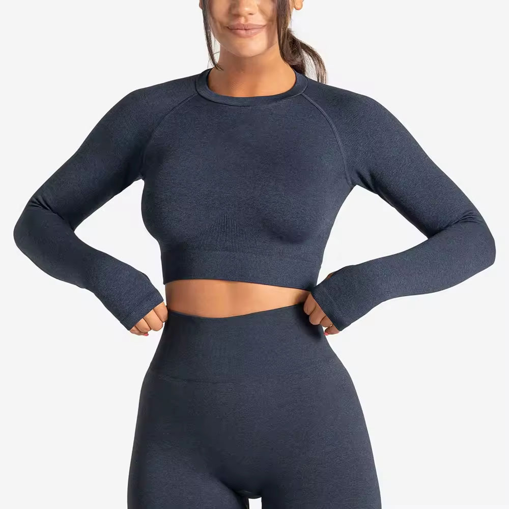 Manufacturers Factory Direct Sale Women Yoga Tops Spandex/Nylon Full Sleeve High Quality Lightweight Breathable Front Logo