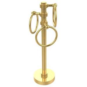 Brass <b>towel</b> stand refined bathroom <b>rack</b> smooth metal finish balanced design durable frame modern home interior decor accent - Product Image 1