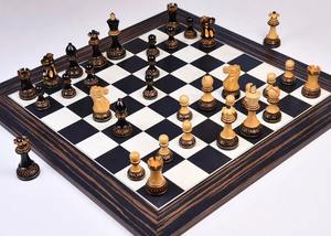 Piezas de Ajedrez Estilo Parker Staunton Hechas a Mano, Lacadas, de Madera de Boj Quemada y Natural, 3.9, a un Precio Accesible - Product Image 2