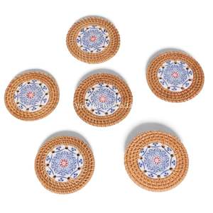 ที่รองแก้วหวายธรรมชาติทำมือ สำหรับป้องกันแก้วและถ้วย พร้อมตกแต่งโต๊ะอย่างมีสไตล์ - Product Image 1