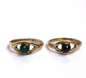 Anillos de piedra de ónix natural de estilo bohemio a la moda para mujer Colección de piedras preciosas de latón dorado personalizado - Product Image 2