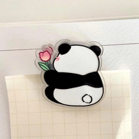 Adorable Portalápices de Acrílico Transparente con Diseño de Panda, Impresión UV, Divertido Patrón de Dibujos Animados, Herramienta de Oficina Multifuncional y Única, Práctico Portadocumentos