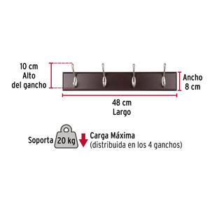 2 appendiabiti da parete con 4 ganci satinati, HERMEX - Product Image 4