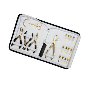 Salon Hair Extension Kit Featuring Heavy Duty Flat Crimping Plier Microbead 3 Hole Bond Cutter Scissor Sewing Needles - Product Image 5
