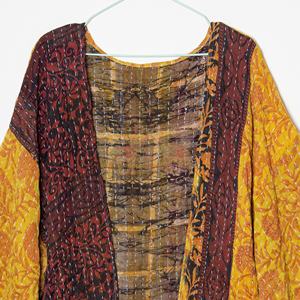 Chaqueta Kimono Kantha de Algodón Vintage con Parches, Hecha a Mano con Estampado de Bloques, Transpirable y Ecológica para Otoño/Invierno - Product Image 2