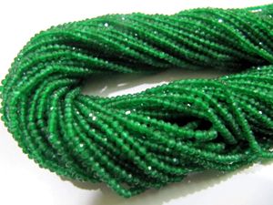 ลูกปัดมรกตสีเขียวทรงรอนเดลล์ขนาด 2 มม. ผลิตในห้องปฏิบัติการ แบบไมโครเฟเชต ร้อยเป็นสายยาว 13 นิ้ว สำหรับทำเครื่องประดับ - Product Image 3
