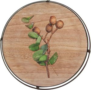 Bandeja decorativa redonda de 12 pulgadas con mango de Metal bandejas decorativas para decoración del hogar bandeja redonda para servir café - Product Image 3