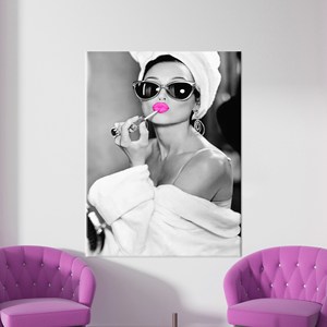 ผ้าใบพิมพ์ลายออเดรย์ พิงค์ ลิป อาร์ตสุดหรู - ศิลปะติดผนังแฟชั่น ห่อหุ้มอย่างดี - Product Image 1