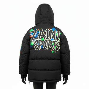 Chaqueta acolchada para mujer, 380 GSM, tela de poliéster, diseño de panel de bloque de color con logotipo personalizado, chaqueta acolchada para mujer - Product Image 2