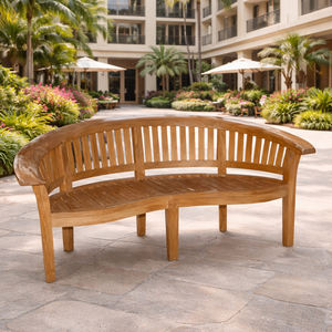Banco de Banano Bisoepo de Teca Sólida, Duradero, Moderno y Ecológico para Exteriores con Respaldo Curvo para Patio, Villa o Apartamento, al Mejor Precio - Product Image 2