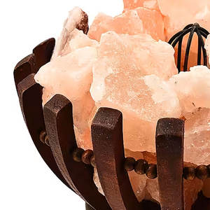 Lampe au sel rose de l'Himalaya de la meilleure qualité, faite à la main, au design moderne, artisanat naturel avec panier en bois Prix - Product Image 6