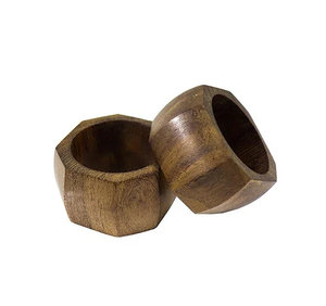 Anneaux de serviette en bois d'acacia écologiques de luxe - Décoration de table personnalisable de haute qualité pour la maison, les hôtels, les mariages et les fêtes - Product Image 5