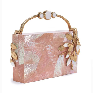 High Quality Handmade Resin Clutch Luxury Designer Purse with Embroidery and Stone <b>Zipper</b> Logo Summer Eco-friendly Customizable - Product Image 1